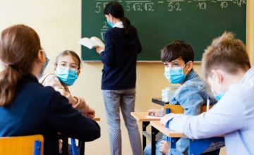 Children masks classroom